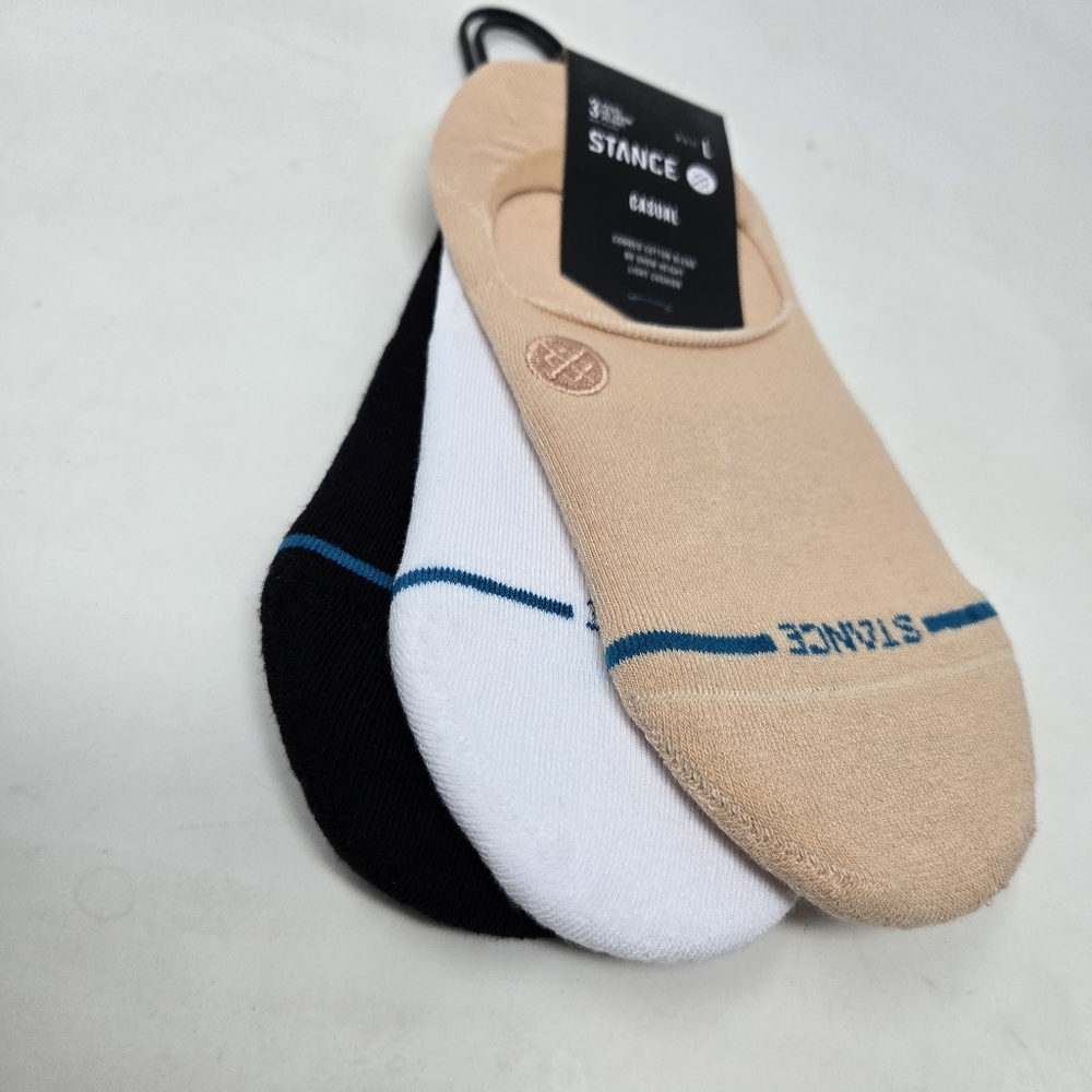 Stance 3 Pack No Show Oatmeal Black White Socks Large Men's Large 9-12 NEW NWT - Picture 5 of 5
